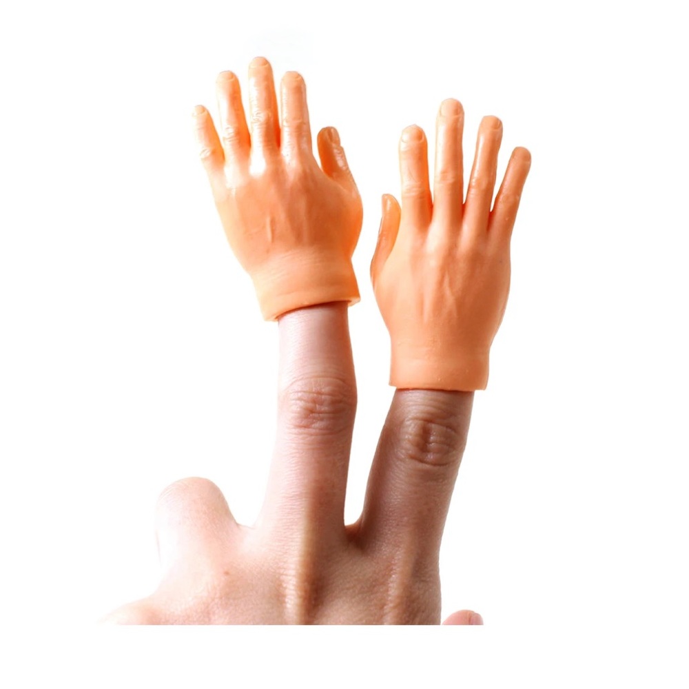 FINGER HANDS 1 Pair Light Skin Tone Finger Puppets Tiny Hands Fun